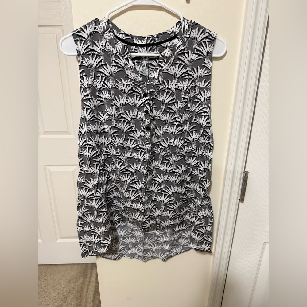 Cabernet Black and White Palm Blouse